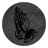 DAROUND 516 BK SH BK Black Praying Hands Shimmer Black Background